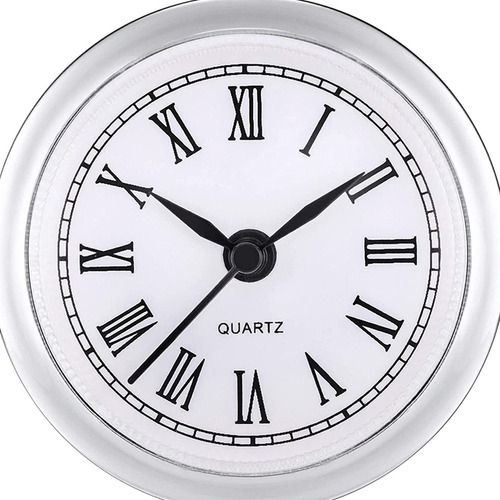 L Round Quartz Clock Insert, Argent Argent