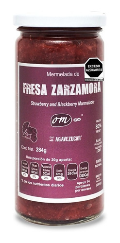 Mermelada Untable De Fresa Om8 284 Gramos.