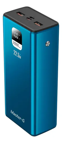 Bateria Power Bank Master-g 30000mah 22.5w Color Azul