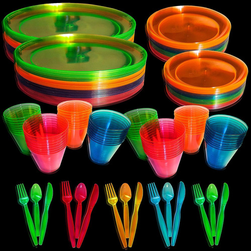 Juego De Suministros Fiestas Neon Glow, Servidores 32, ...