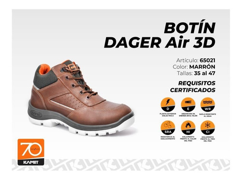 Imagen 5 de 9 de Calzado De Seguridad Kamet Botín Dager Air 3d P. Aluminio