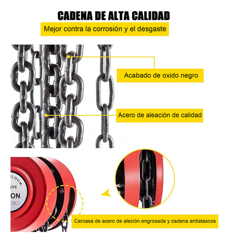 Polipasto Manual 1 Tonelada 3m Elevación Carga