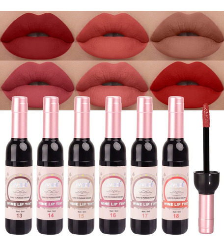 Evpct Juego De 6 Lpices Labiales Lquidos Mate Para Botellas