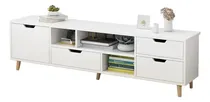 Comprar Mueble Rack Bajo De Fácil Instalación Soportes De Tv Color Blanco