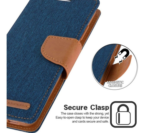 Imagen 6 de 6 de Funda Protector Cartera Con Tarjetero Canvas Para Huawei Y9a