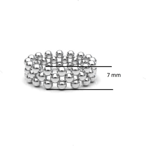 Imagen 3 de 9 de Anillo Bolitas 3 Lineas De Plata .925 Agálea Joyería