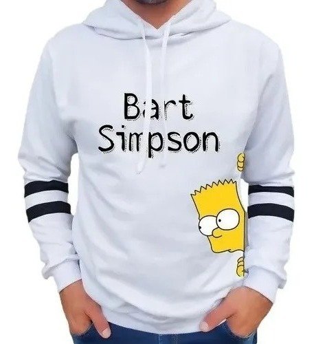 Buzo Buso Saco Hoodies Blanco Bart Simpson Cara