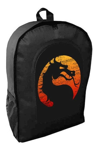 Mochila Negra Mortal Kombat Mortalkombat Adulto / Escolar E2