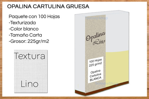 Opalina Cartulina Gruesa 225 G Texturizada Lino Arte Dibujo Color Blanco