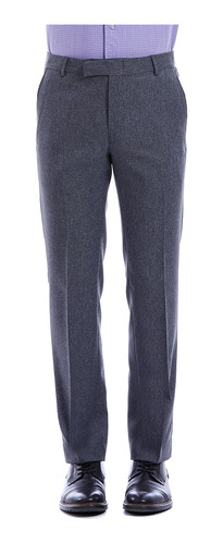 Pantalon Separates, Fit Slim En Tejido Gris Oxford Liso.