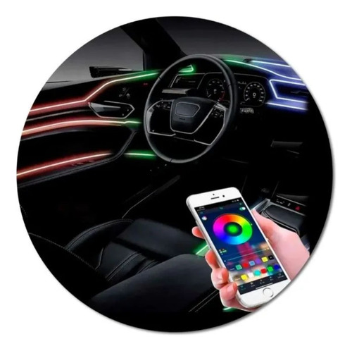 Fita Led Neon Rgb Interior Automotiva Shock Light 6 Metros