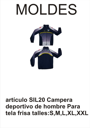 Moldes Ropa Textil Campera Deportiva De Hombre Tela Frisa S,m,l,xl,xxl