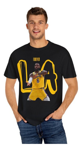 Polera Unisex Lakers Nba La Angeles Algodon Estampado