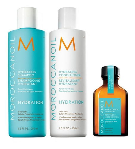 Kit Moroccanoil Hidratante Shampoo, Acond. Y Tratamiento