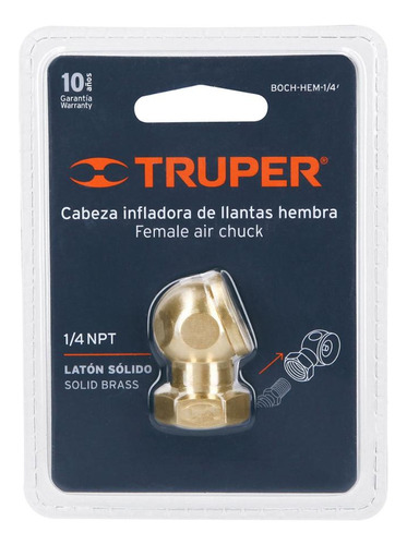 Cabeza Infladora De Llanta De Bronce 1/4hembra Truper G P