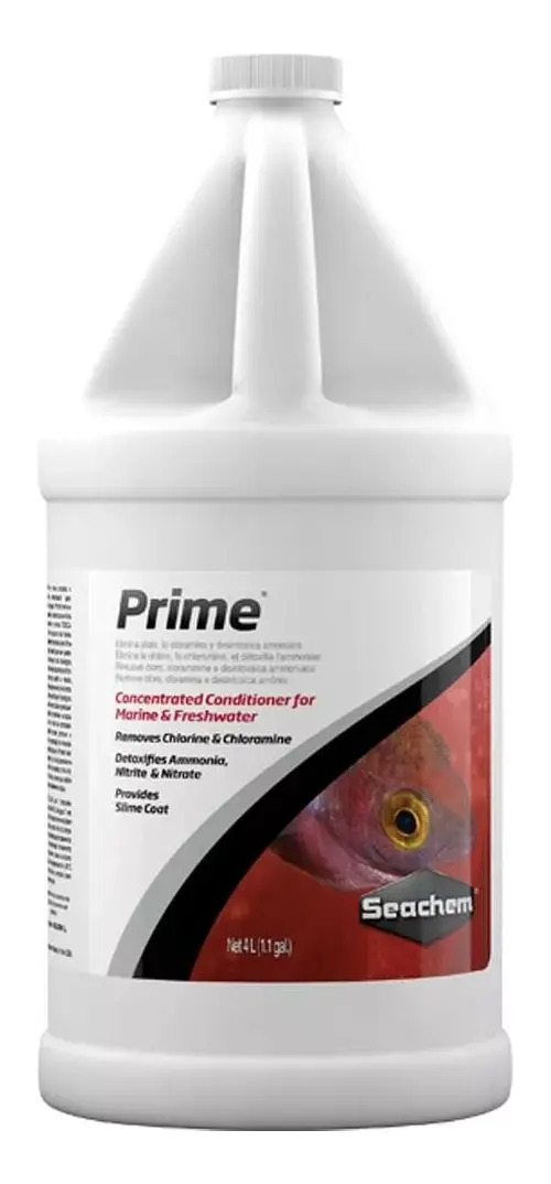 Condicionador Químico Seachem Prime 4L para Aquários Água Doce e Salgada