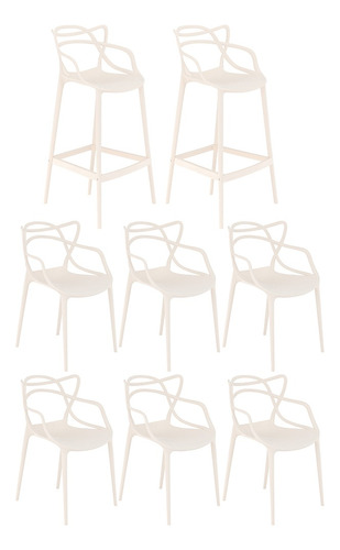 Kit  Allegra  6 Cadeiras  + 2  Banquetas Ana Maria  Cores Cor da estrutura da cadeira Creme