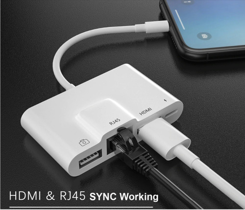 Imagen 9 de 9 de Adaptador iPhone iPad Hdmi Lightning Usb Rj45 Ethernet
