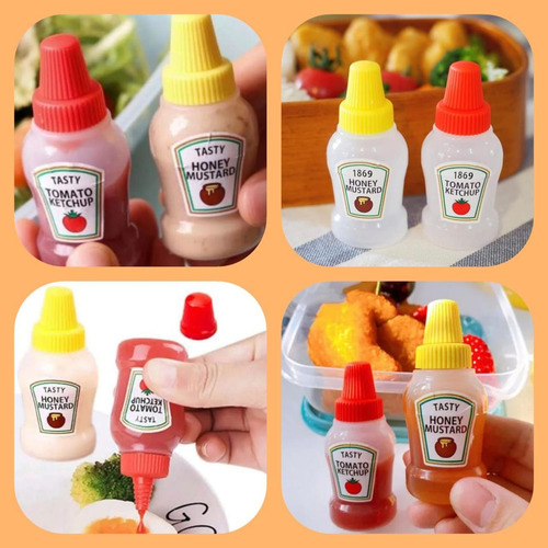 2 Botellas Dispensadora Salsas Aderezos Ketchup Mostaza Mayo Amarillo Y Rojo