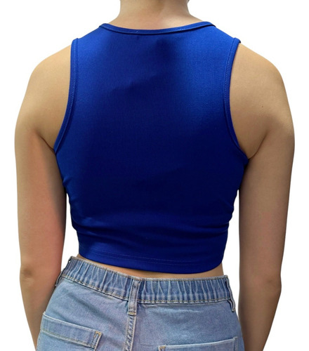 Crop Top Mujer Azul Casual Calidad Premium Ferriano Strech