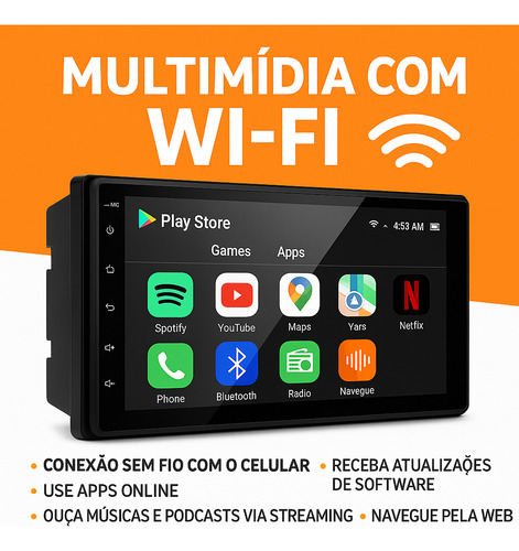 Central Multimídia Android Hb20 12 A 19 Usb Bluetooth
