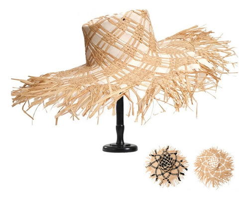 Sombrero De Paja De Rafia De Colores Mezclados For Mujer, S