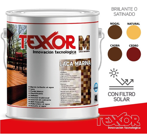 Laca Marina Para Madera Con Uretano 4lts Color - Texxor