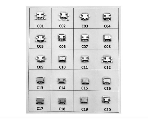 Imagem 1 de 6 de Conector Micro Usb Tablet Celular Kit 20 Modelos Diferentes