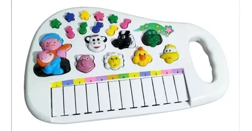 Piano Infantil Musical Educativo + Kit 3 Chocalhos Para Bebe