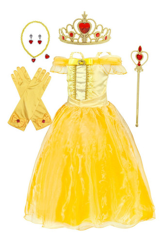Vestido De Princesa Bella Disfraz Halloween Fiesta Cosplay