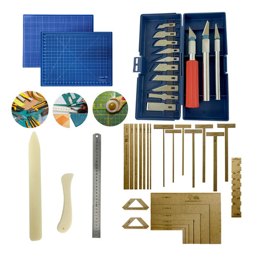 Kit Base De Corte A2 Cartonagem Scrapbook Estilete Régua 60 Cor Base Para Cortar Tiffany