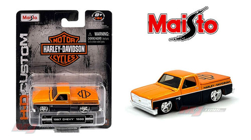 Maisto H-d Custom 1987 Chevy 1500 Harley Davidson 1/64 Color Naranja