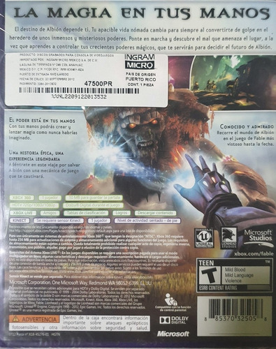 Fable The Journey Para Kinect Xbox 360 Nuevo Disco Físico.