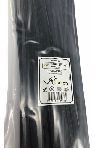 Imagen 4 de 5 de Precinto 3,6 X 300mm Nylon Negro - 1000 Unidades