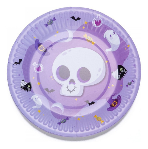 Platos Violetas De Halloween X 8