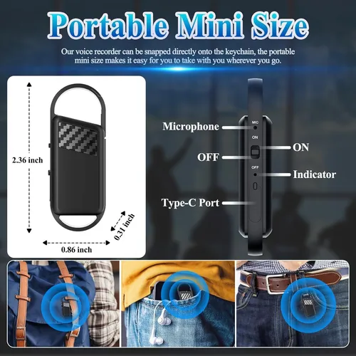 Grabadora De Voz Mini 64gb Con Forma De Llavero Chicnew