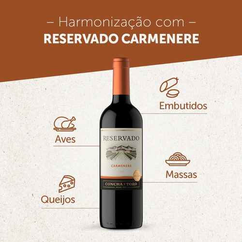 Vinho Tinto Chileno Carmenere Reservado 750ml Concha Y Toro