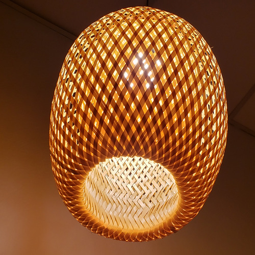 Luminária Led Teto Pendente Lustre Quarto Sala Mesa Cozinha 127/220V Spot Embutir Rústico Bambu 4x4sc