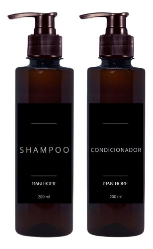 Kit 2 Frascos Âmbar Luxo Shampoo E Condicionador 200ml