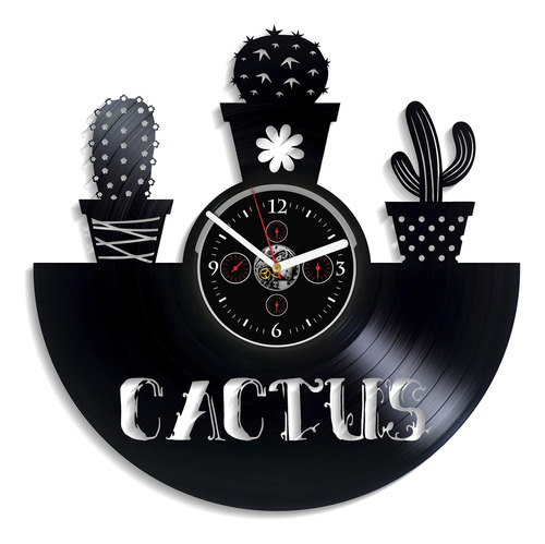 Reloj De Pared Vintage Con Diseño De Cactus Regalo Exclusivo