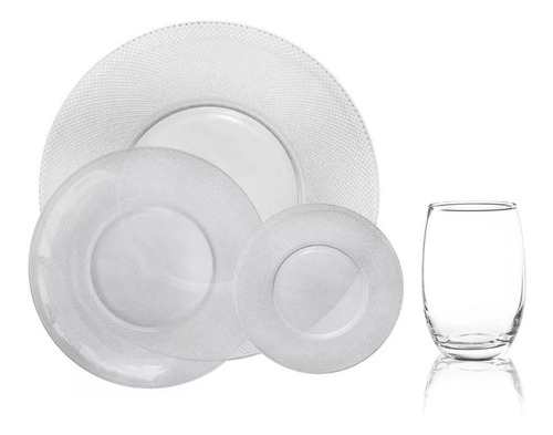 Imagen 1 de 8 de Set X 24 Vajilla Platos Gema Vidrio Durax Y Vasos Mikonos