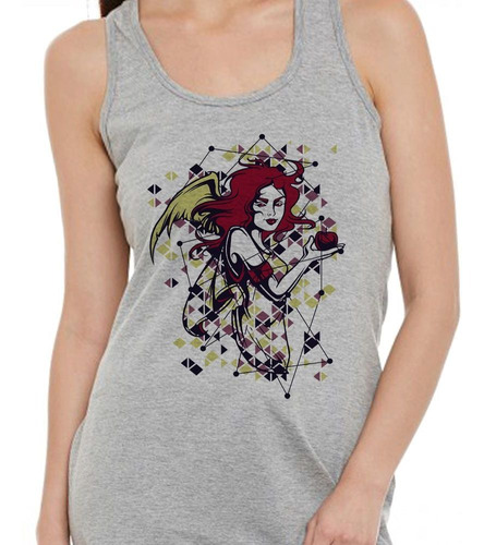 Musculosa Mujer Con Alas Manzana En La Mano Art