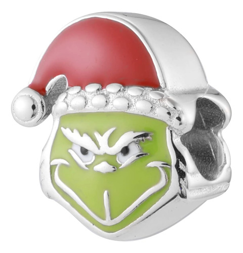 Grinch Travieso Robó Navidad Verde Rojo 925 Cuentas De Plata