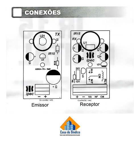 Sensor Barreira Ativo Feixe Simples Ir 15 Digital 30 Metros
