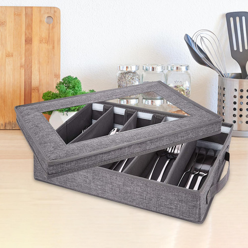 Caja De Almacenamiento De Cubiertos De 5 Compartimentos Con