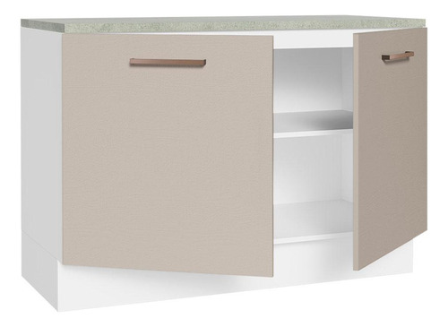 Balcão Pia Cozinha 2 Portas (com Tampo) Branco Agata Madesa Cor Branco/Crema