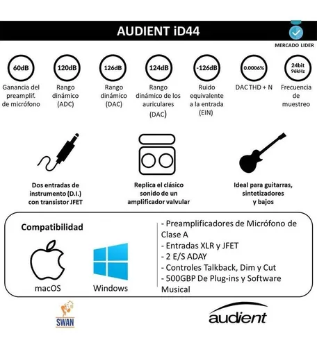 Interface De Audio Usb Audient Id44 Placa De Audio