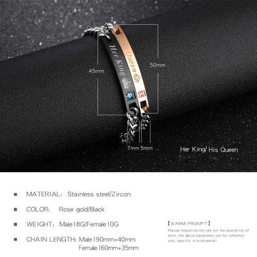 Imagen 7 de 7 de 2 Pulseras Pareja King Queen Rey Reina Regalo Novios Amor