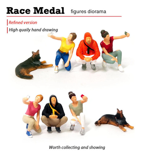 Resin 1/64 Painted Figures Diorama Yellow Orange Red