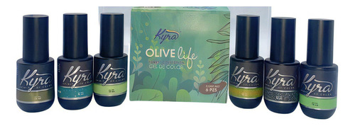 Gama Gel De 1 Paso Semipermanente 6 Piezas Kyra. Gama Color Olive Life Forest